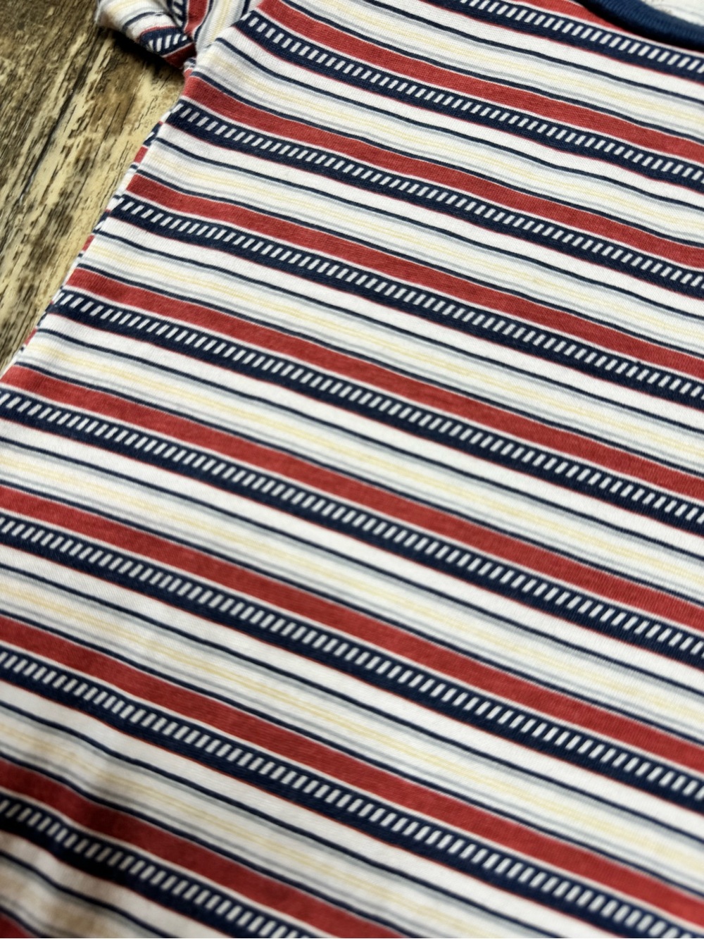 chick pea Red, Navy & White Striped Short Sleeve Tee Romper - Picture 3 of 3